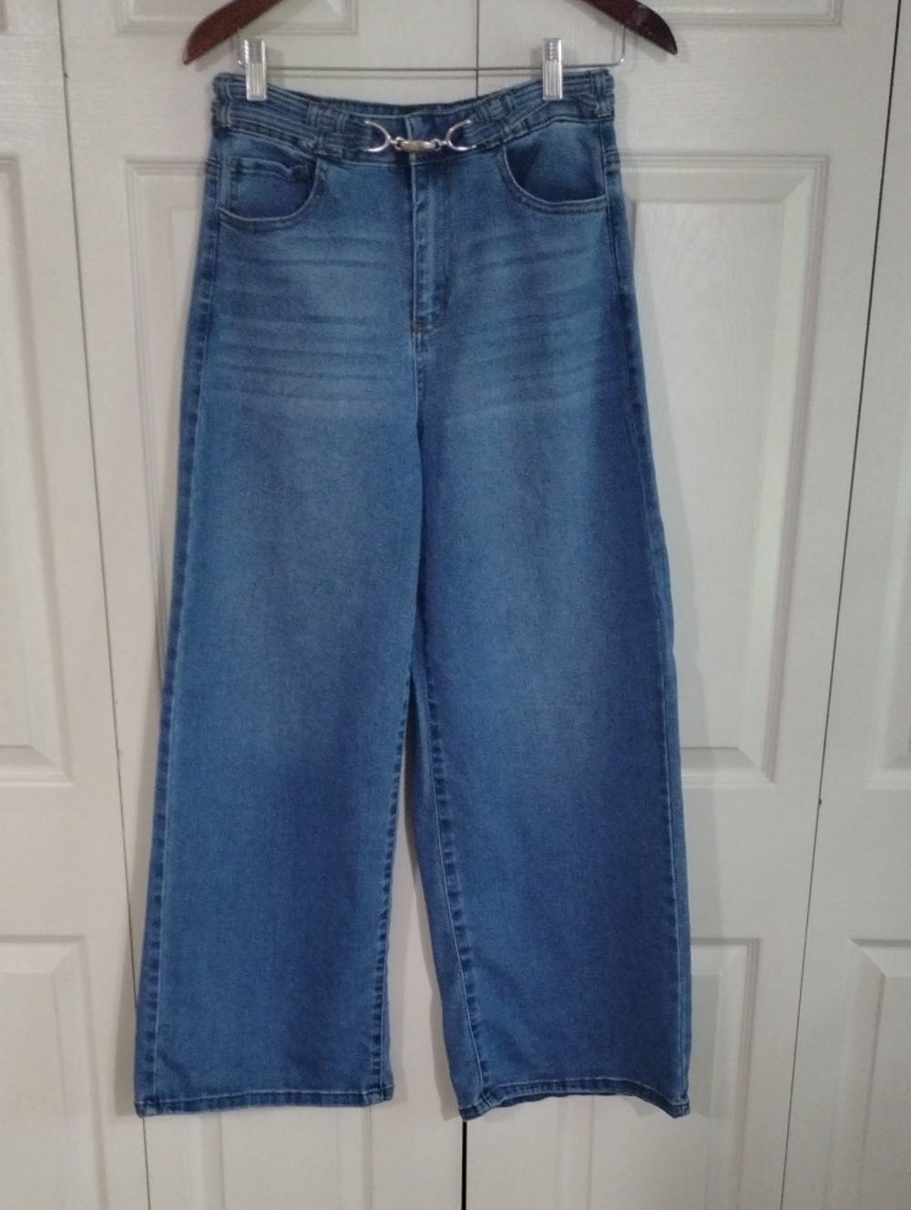 Express  Blue Wide-Leg High-Rise Jeans Size 10 Full Length